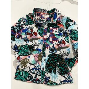 Catimini Kids Boys Girls Button Down Shirt Size 8 Tropical Print Long‎ Sleeve